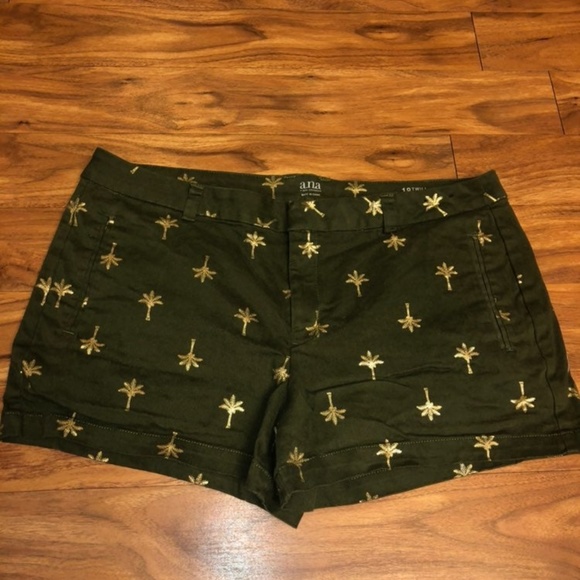a.n.a Pants - ana 18 twill color palm trees shorts